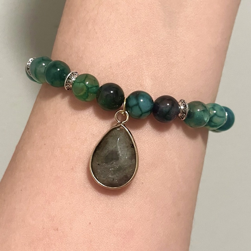 Elven 🧝🏻‍♀️ Dragon Vein & Gray Agate Healinh Bracelet